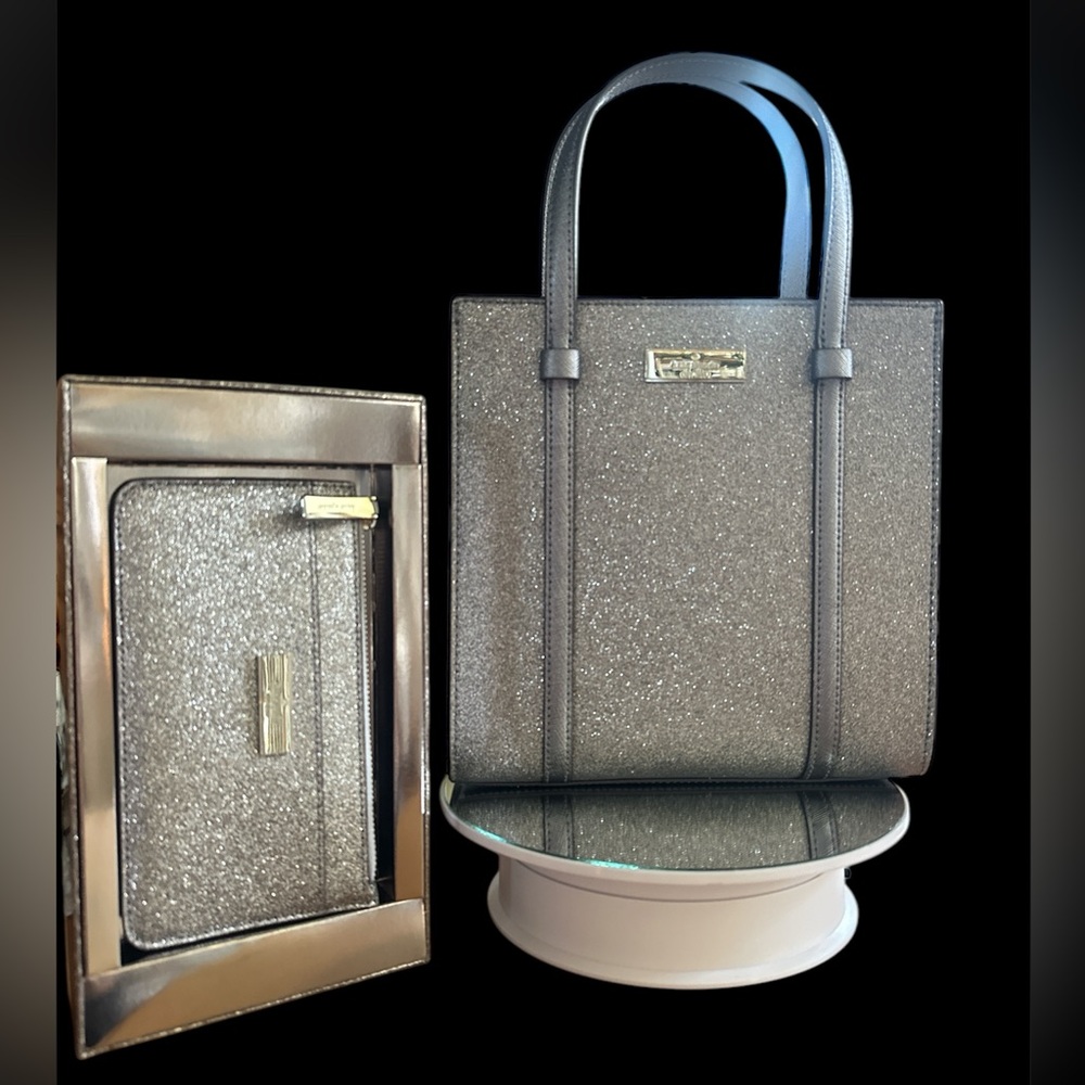 KATE SPADE glitter tote & wallet matching duo! NWT! NIB!